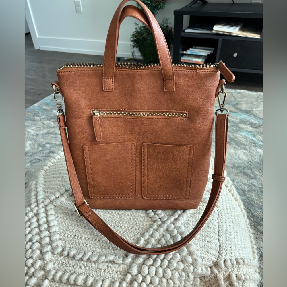 Antik Kraft versatile vegan leather shoulder purse can convert 2 backpack.